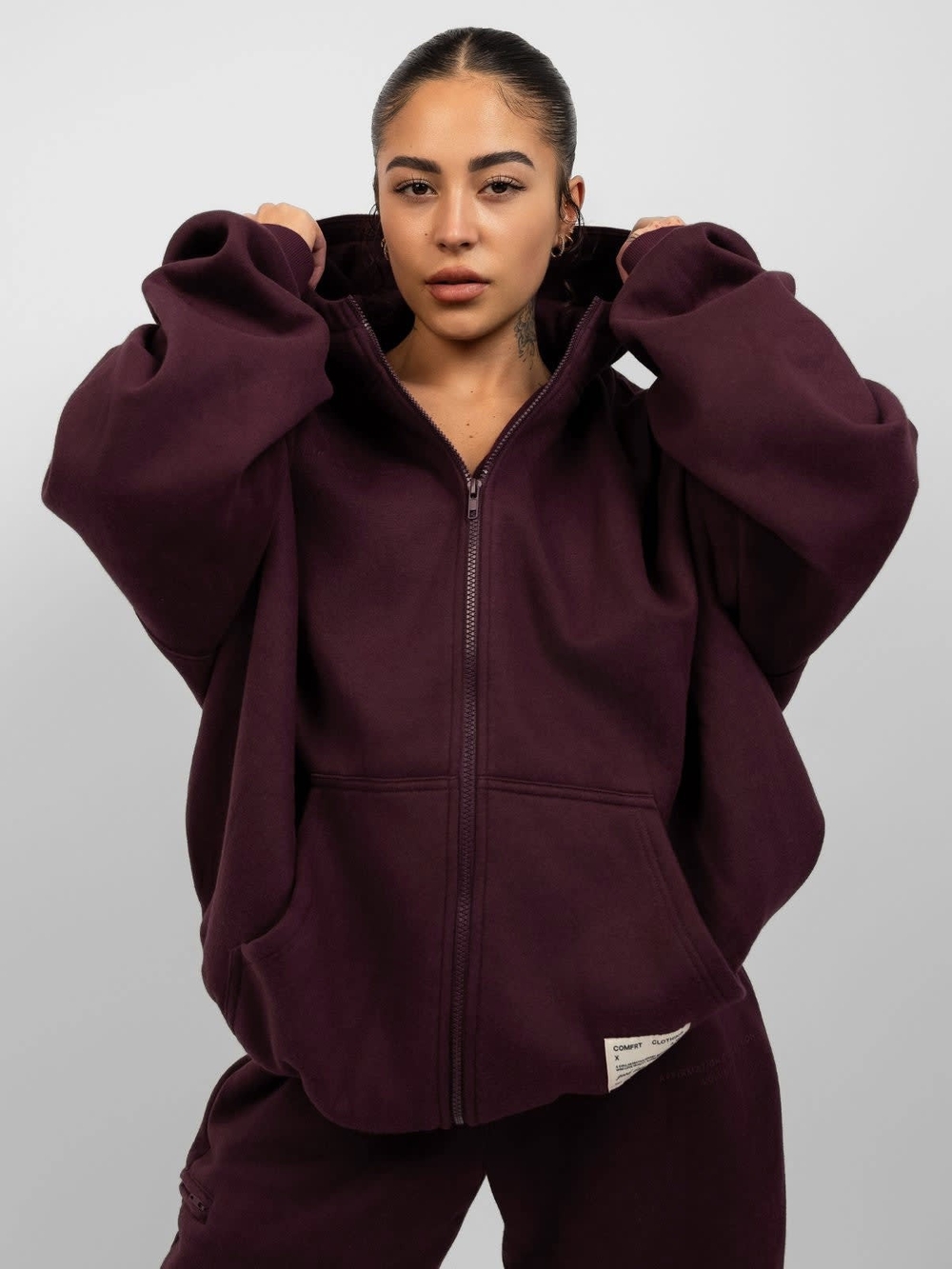 New Comfrt Affirmation Zip Hoodie Maroon Medium